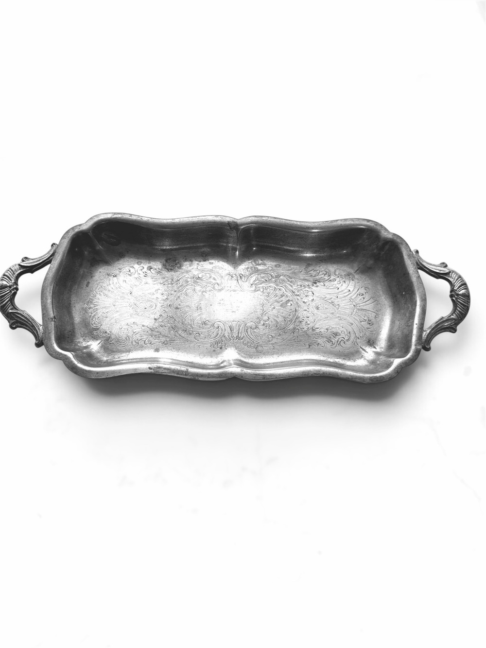 Vintage Silver Serving Tray - Elegant Silver Finish